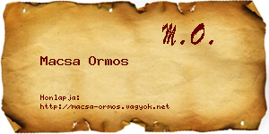 Macsa Ormos névjegykártya